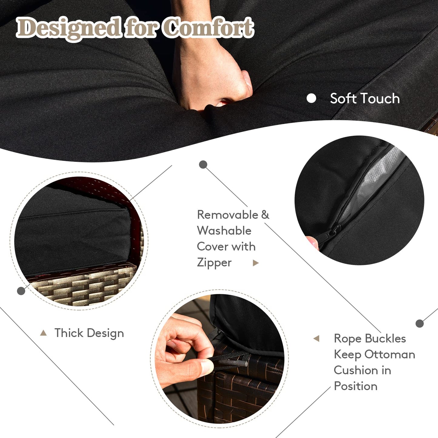 Tangkula 9 Pieces Outdoor Patio Furniture Set with 35-Inch Propane Fire Pit Table - NP10262DK+HW68592DK+