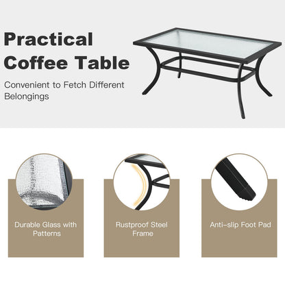 Tangkula 4 Pieces Outdoor Furniture Set, Patio Conversation Set with Cushions and Steel Frame - NP10083BE+NP10084WL-BE