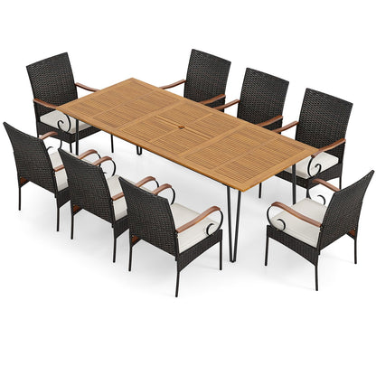 Tangkula 9 Pieces Outdoor Patio Dining Set - HW72245+2*HW70833-4