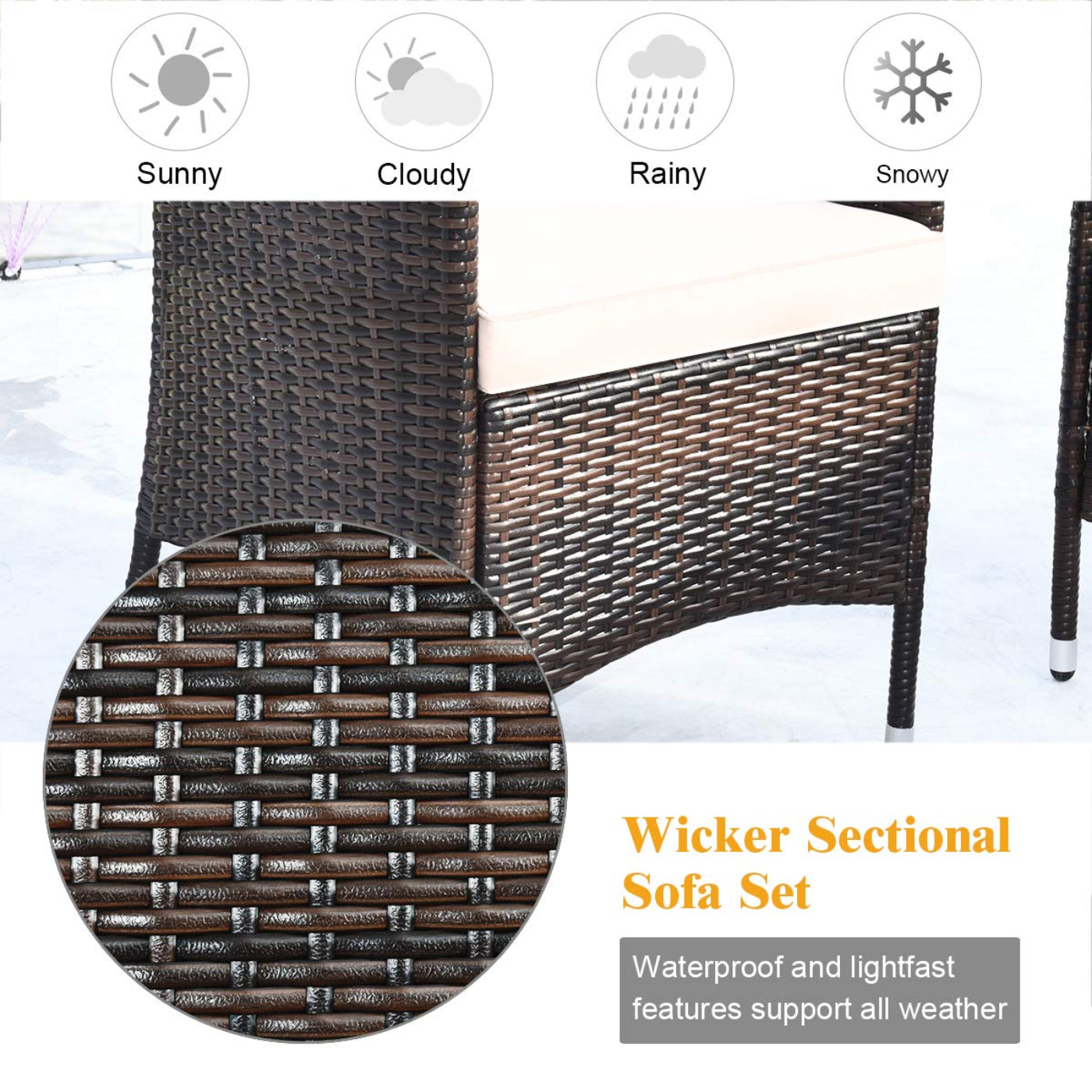 Tangkula 4-Piece Rattan Patio Furniture Set, w/Tempered Glass Coffee Table - HW67772BT