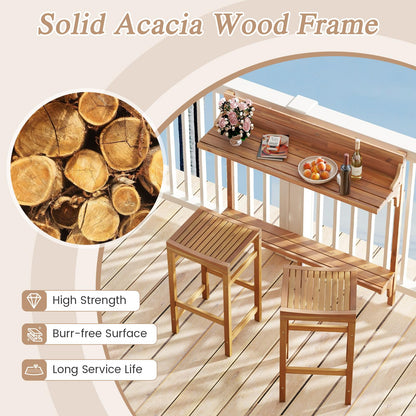 Tangkula Acacia Wood Balcony Table Set - 2*HW72357