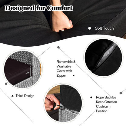 Tangkula 9 Pieces Outdoor Patio Furniture Set with 32-Inch Propane Fire Pit Table - NP10618GR+HW68604DK+