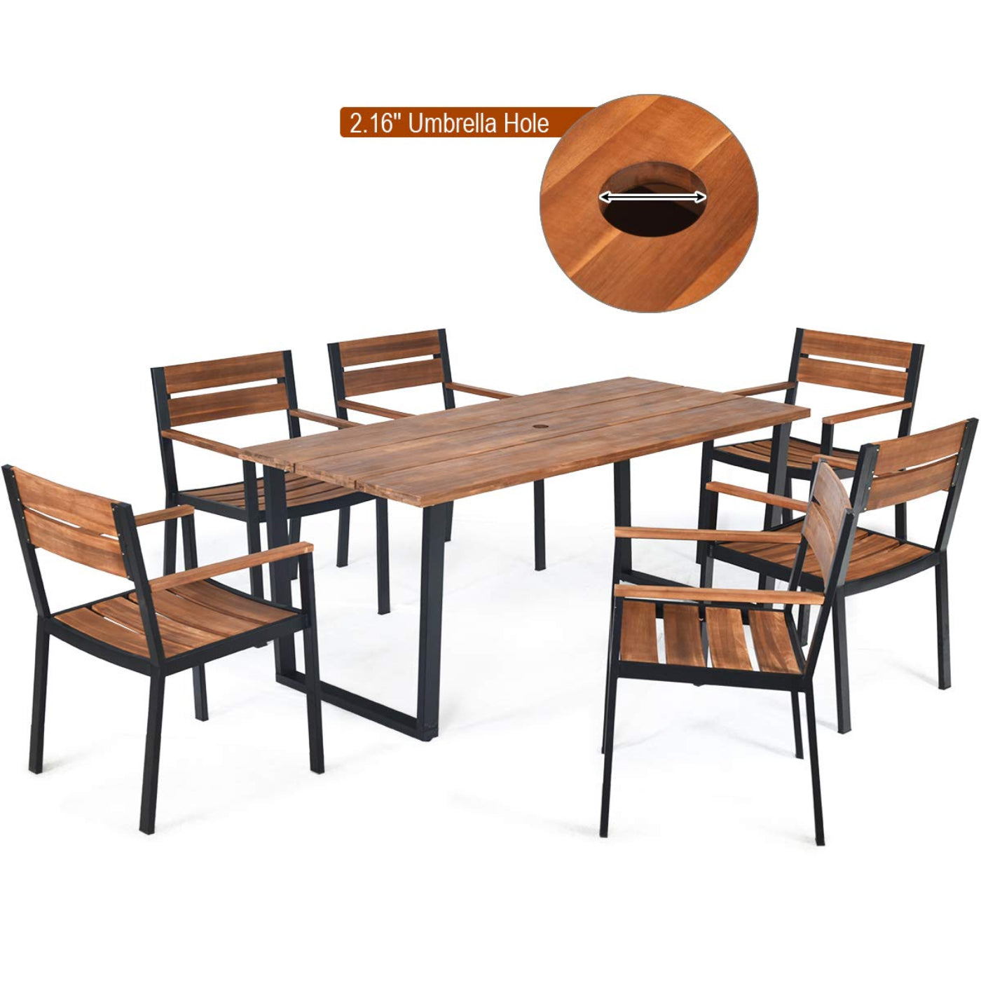 Tangkula 7PCS Outdoor Dining Set, Patio Dining Furniture Set with Sturdy Steel Frame - HW65220+