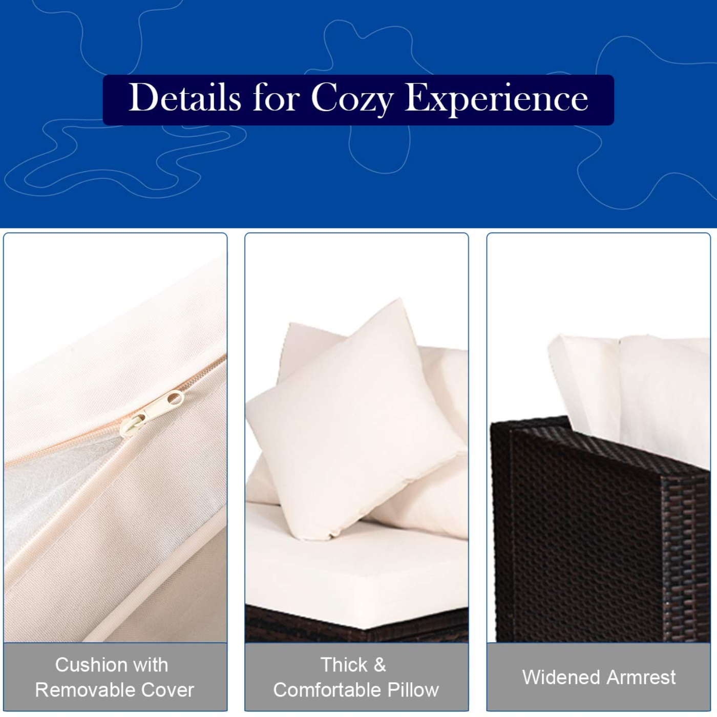 Tangkula Patio Rattan Sofa Set, Outdoor Wicker Sectional Furniture Set - HW63754+