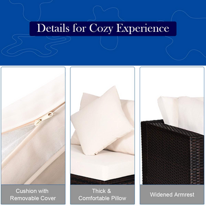 Tangkula Patio Rattan Sofa Set, Outdoor Wicker Sectional Furniture Set - HW63754+