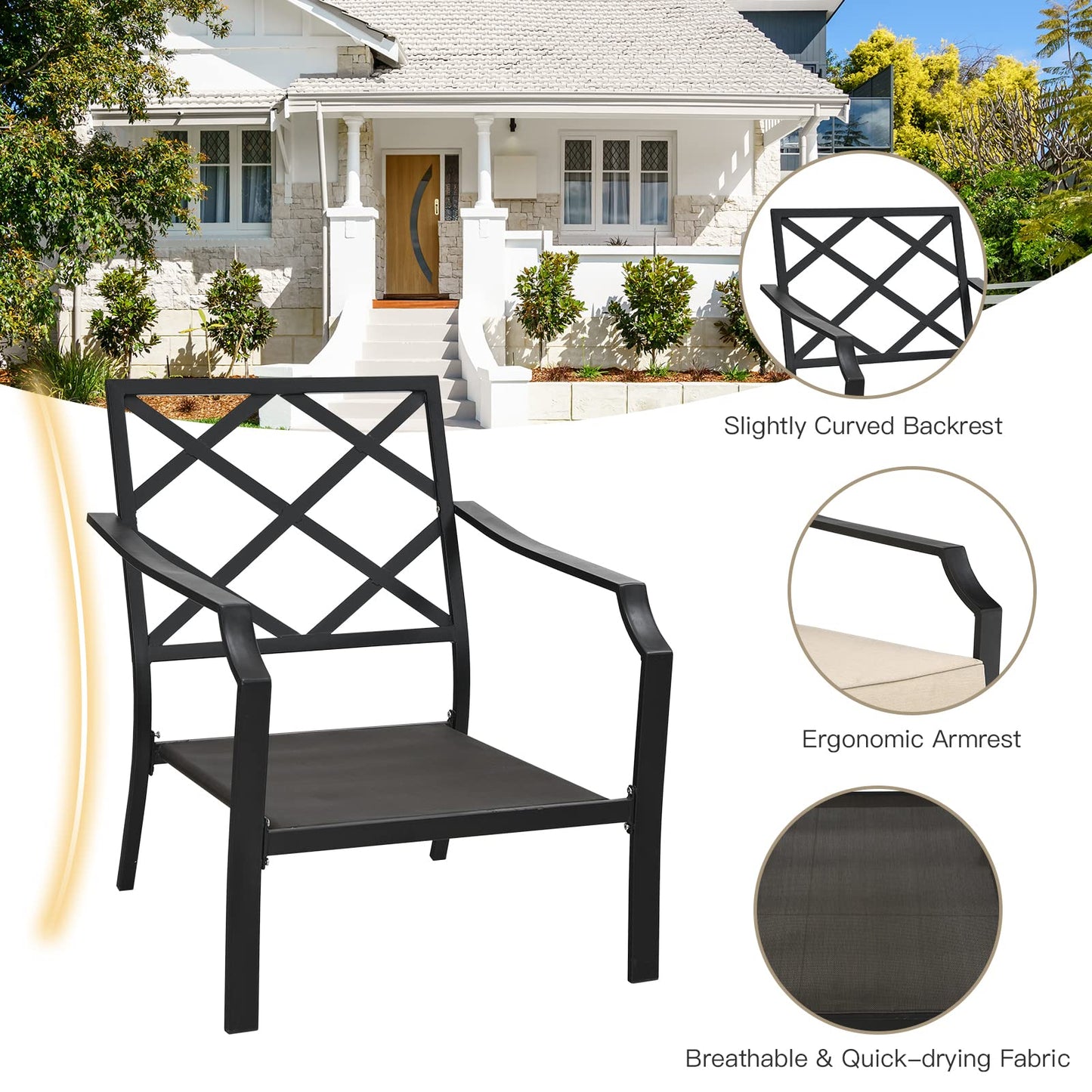 Tangkula 4 Pieces Outdoor Furniture Set, Patio Conversation Set with Cushions and Steel Frame - NP10083BE+NP10084WL-BE