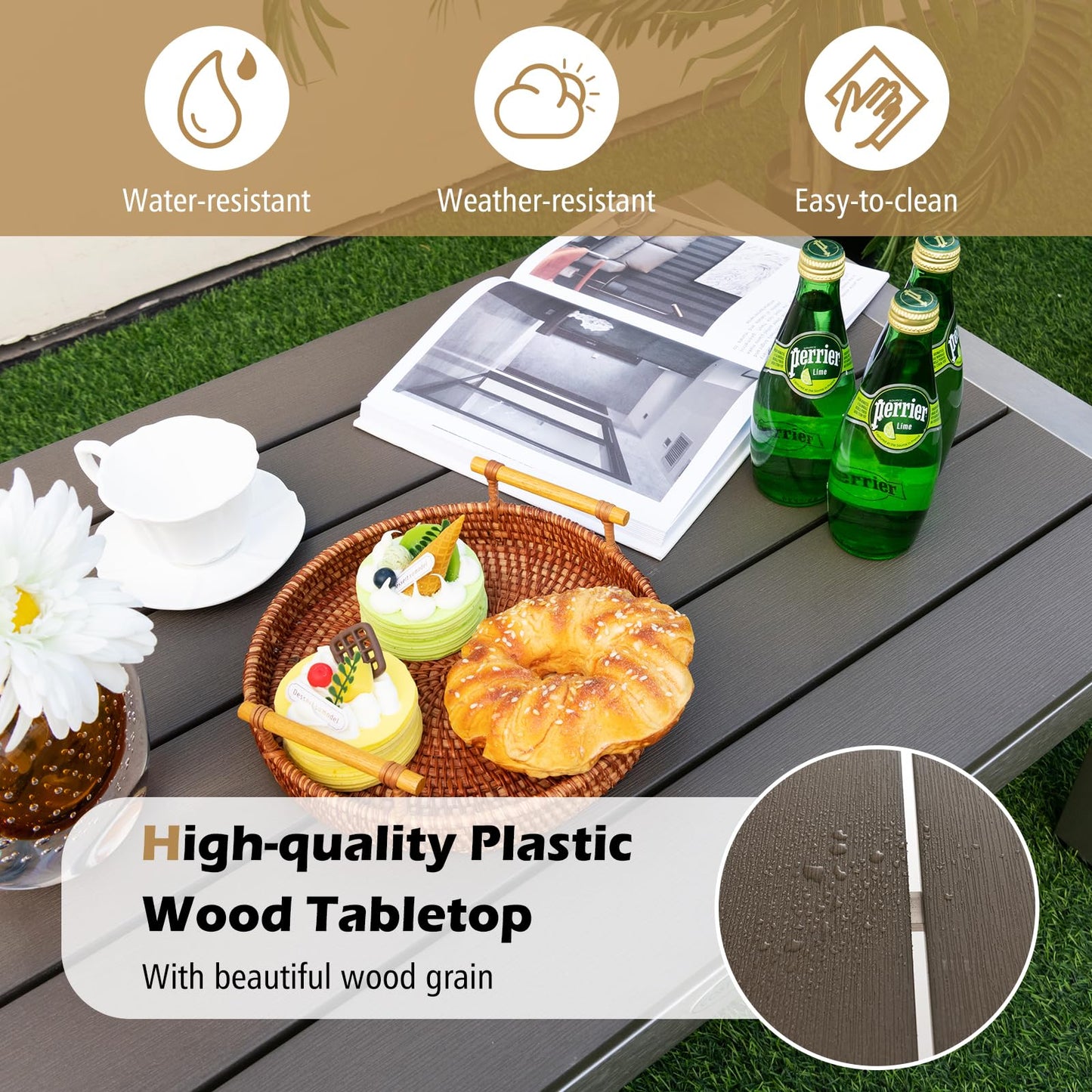 Tangkula 4 Piece Patio Aluminum Sofa Set, Contemporary Sofas & Coffee Table - 2*NP11317GR+NP11318GR+NP11319GR