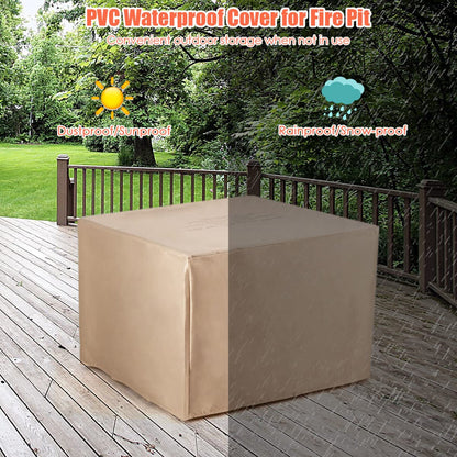 Tangkula 6 Piece Outdoor Rattan Sofa Set with 30in Propane Gas Fire Table - OP70520+HW68691ADK+