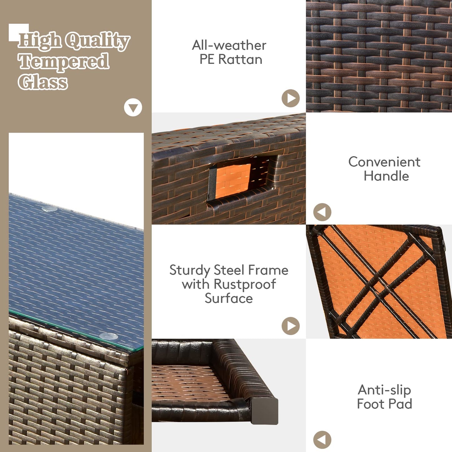 Tangkula 9 Pieces Outdoor Patio Furniture Set with 35-Inch Propane Fire Pit Table - NP10262DK+HW68592DK+