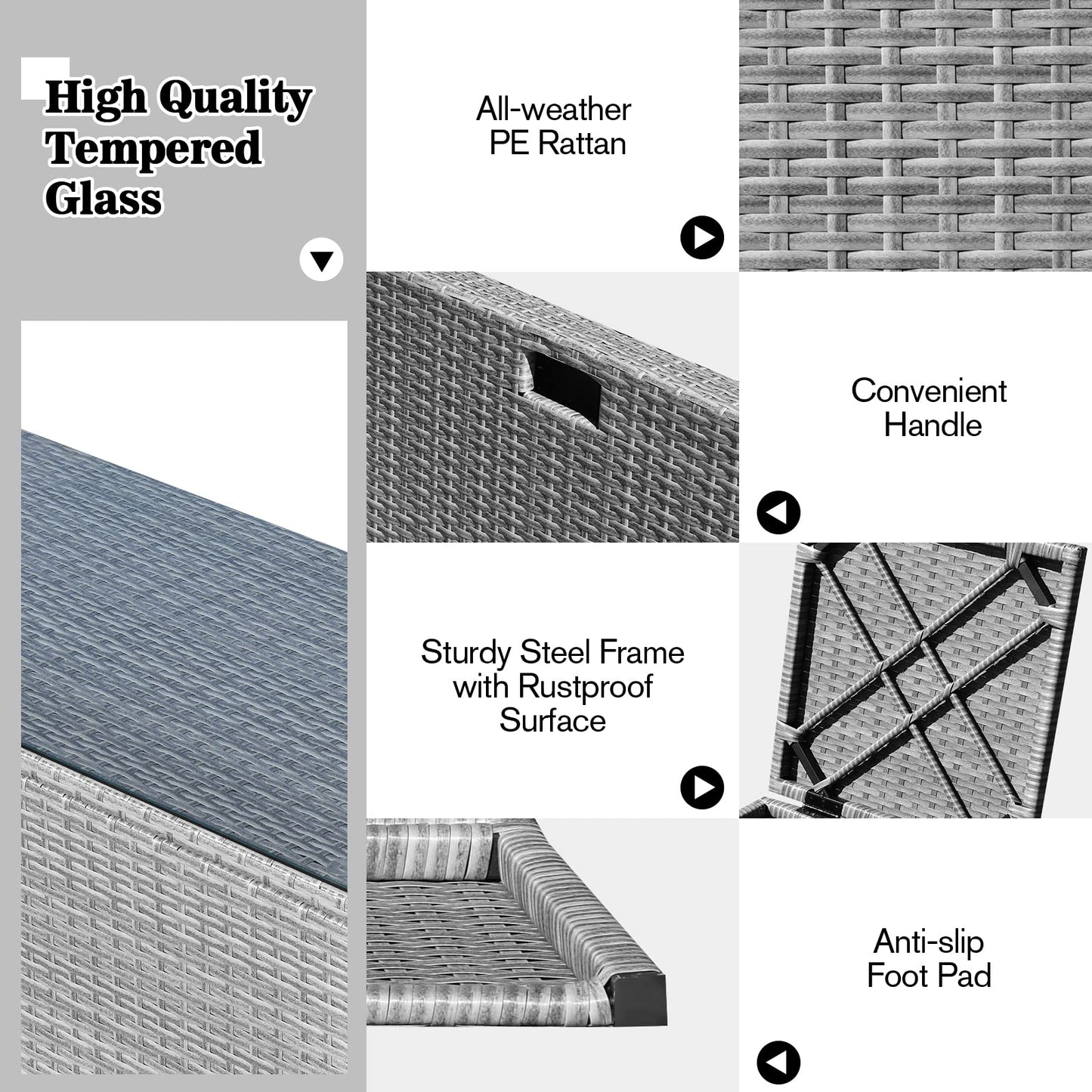 Tangkula 9 Pieces Outdoor Patio Furniture Set with 32-Inch Propane Fire Pit Table - NP10618GR+HW68604DK+