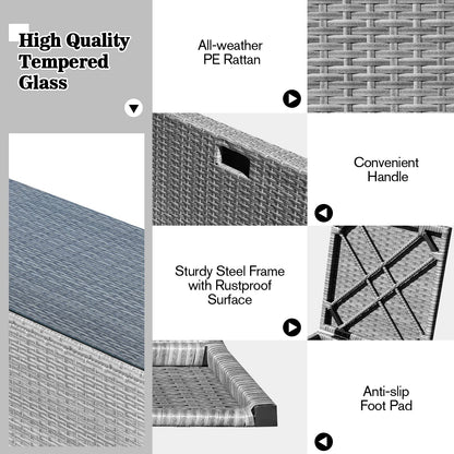Tangkula 9 Pieces Outdoor Patio Furniture Set with 32-Inch Propane Fire Pit Table - NP10618GR+HW68604DK+