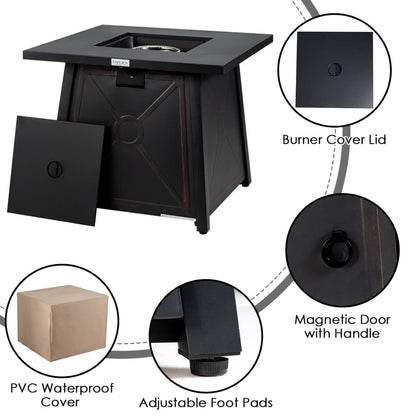 Tangkula 9 Pieces Patio Furniture Set with 30" Propane Fire Pit Table - OP70521+HW68592WH+