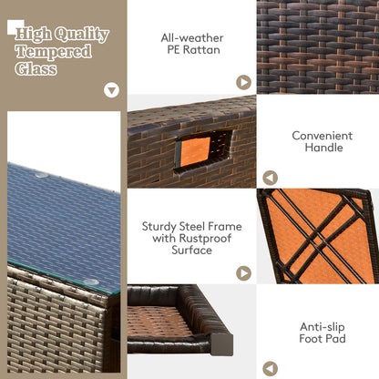 Tangkula 9 Pieces Patio Furniture Set with 50,000 BTU Propane Fire Pit Table - NP10618GR+HW68592DK+