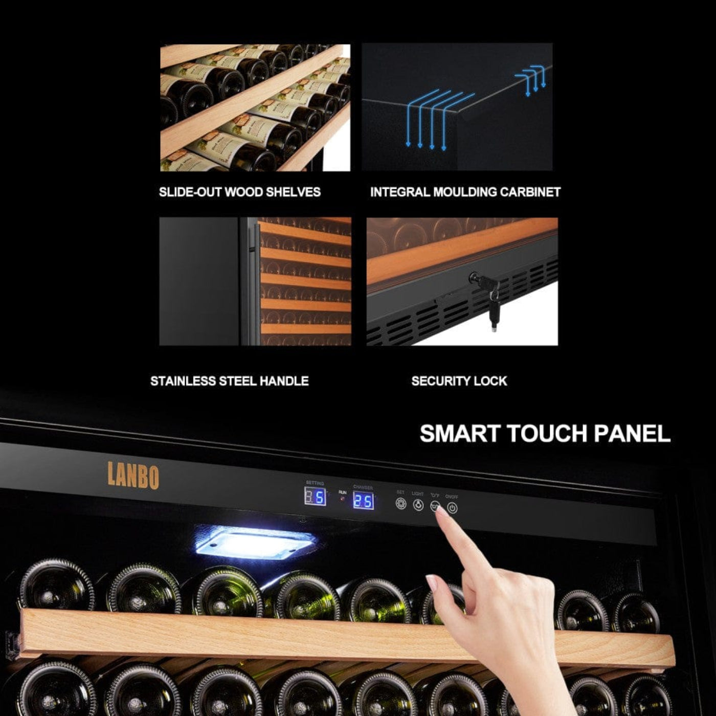 Lanbo 289 Bottles Single Zone Stainless Steel Wine Coolers - LW321S