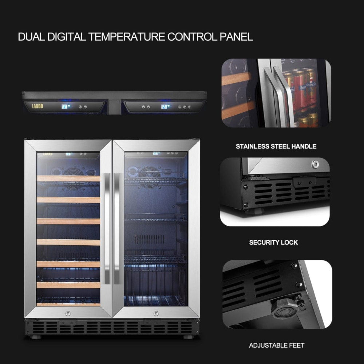 Lanbo 30" Dual Zone Wine and Beverage Coolers - LW3370B