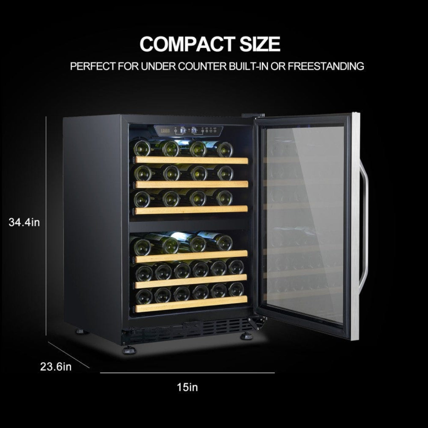 Lanbo 46 Bottles Dual Zone Stainless Steel Wine Coolers - LW46D