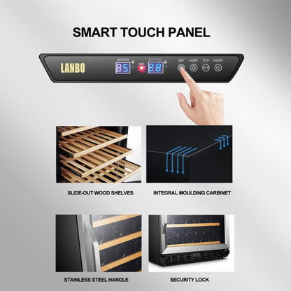 Lanbo 52 Bottles Single Zone Stainless Steel Wine Coolers - LW52S