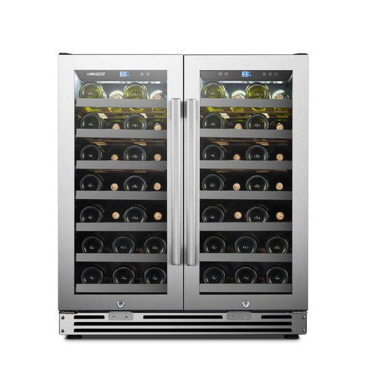 Lanbo 62 Bottles Dual Door Stainless Steel Wine Coolers - LP66D