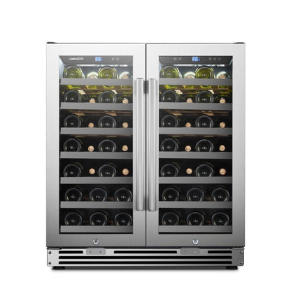 Lanbo 62 Bottles Dual Door Stainless Steel Wine Coolers - LP66D