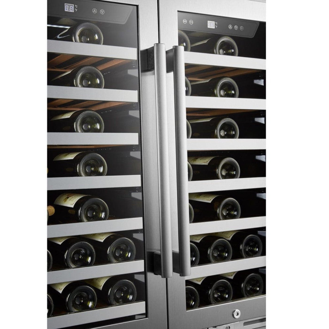 Lanbo 62 Bottles Dual Door Stainless Steel Wine Coolers - LP66D