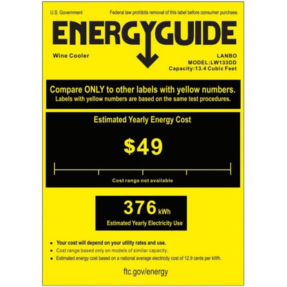 Lanbo 133 Bottles Dual Zone Stainless Steel Right Hinge Dual Door Wine Coolers - LW133DD