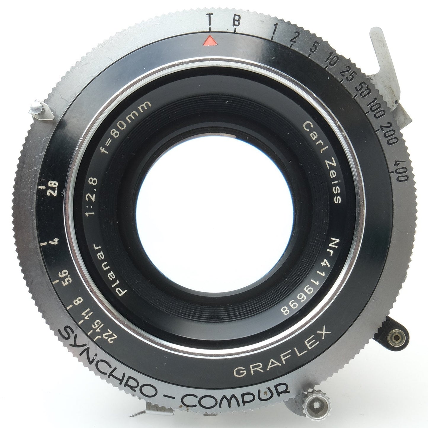 Zeiss 80mm f2.8 Planar, Synchro Compur, cleaning marks 4119698 - 1119228