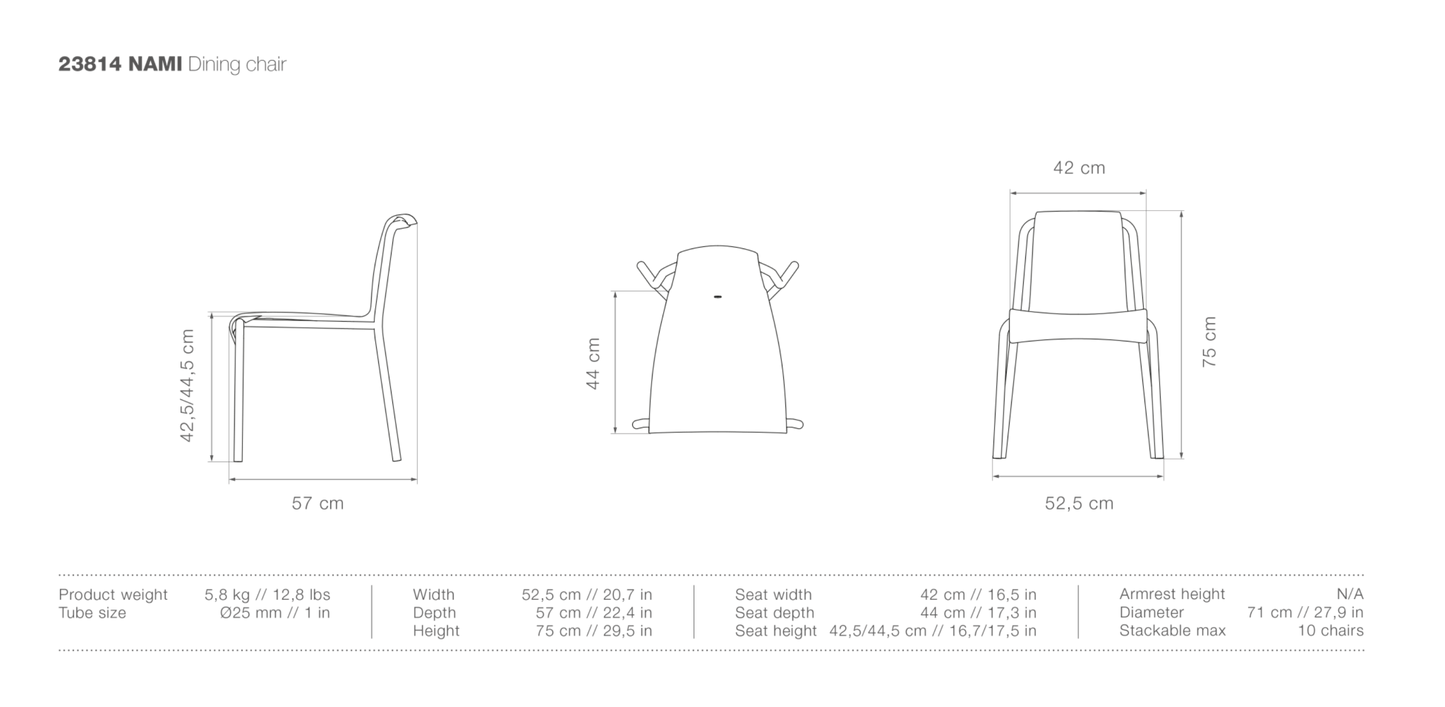 HOUE NAMI Outdoor Dining Chair - No Armrests