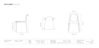 HOUE NAMI Outdoor Dining Chair - No Armrests