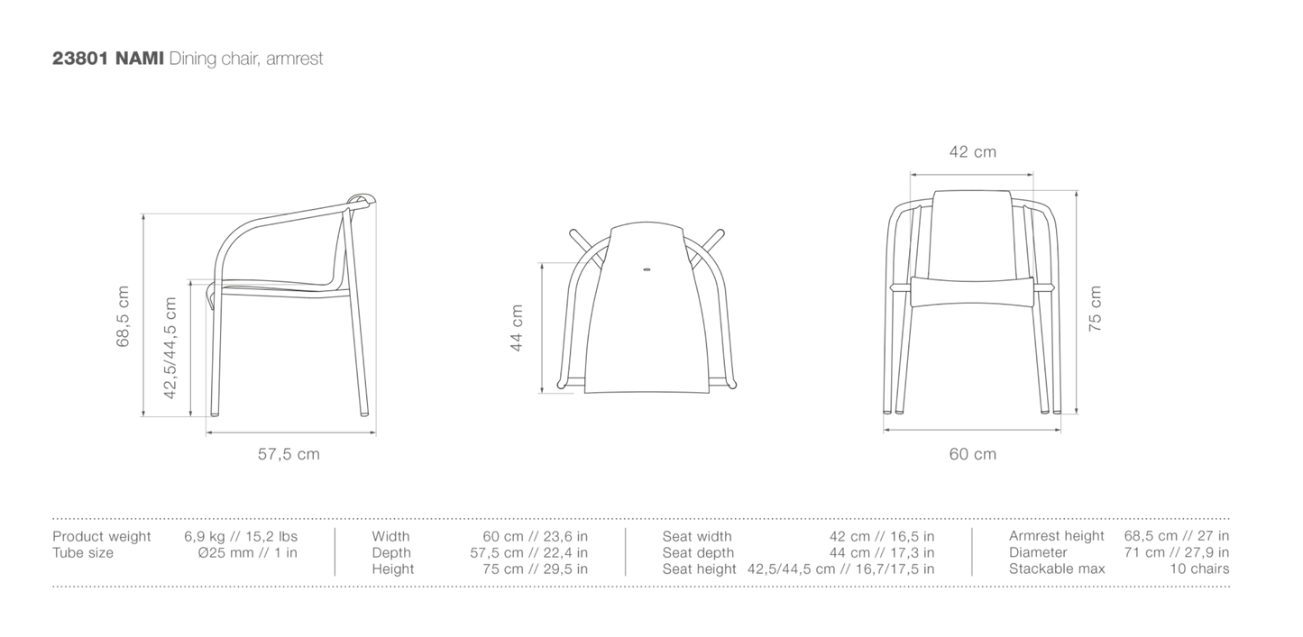 HOUE NAMI Outdoor Dining Chair w/Armrests