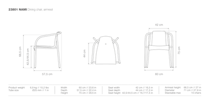 HOUE NAMI Outdoor Dining Chair w/Armrests