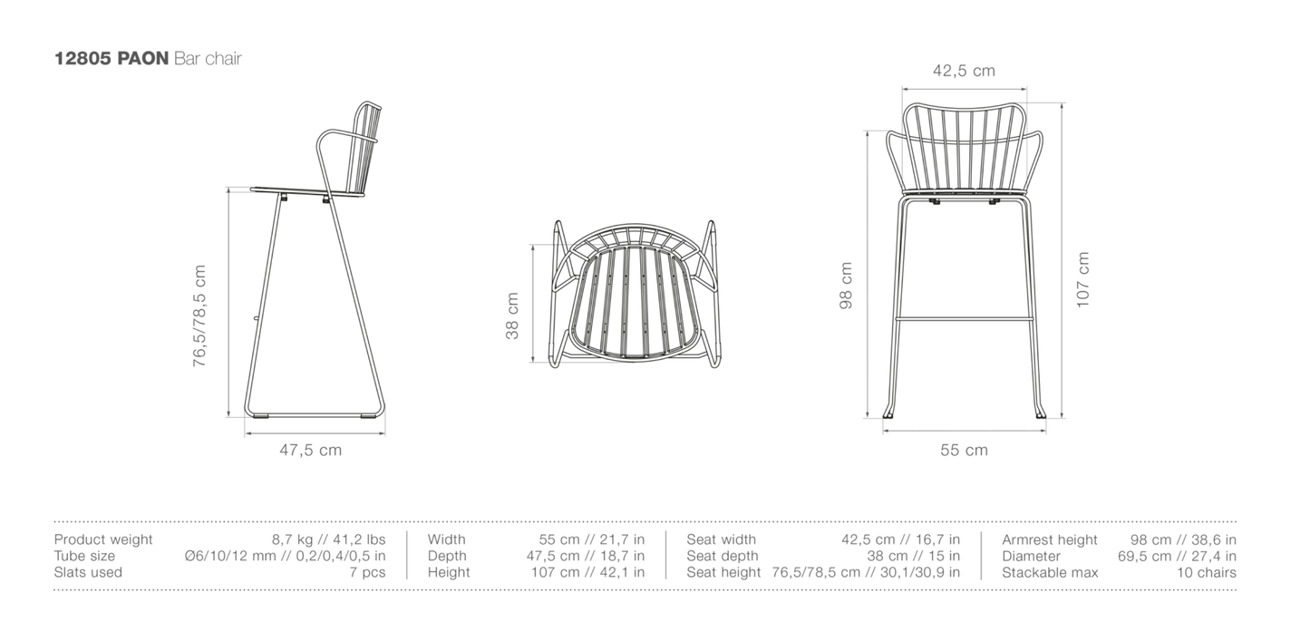 HOUE PAON Outdoor Bar Chair
