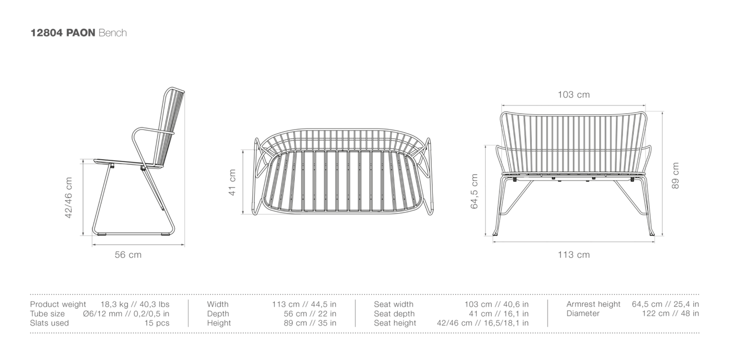 HOUE PAON Outdoor Bench