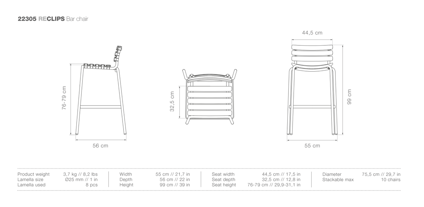 HOUE ReCLIPS Outdoor Bar Chair