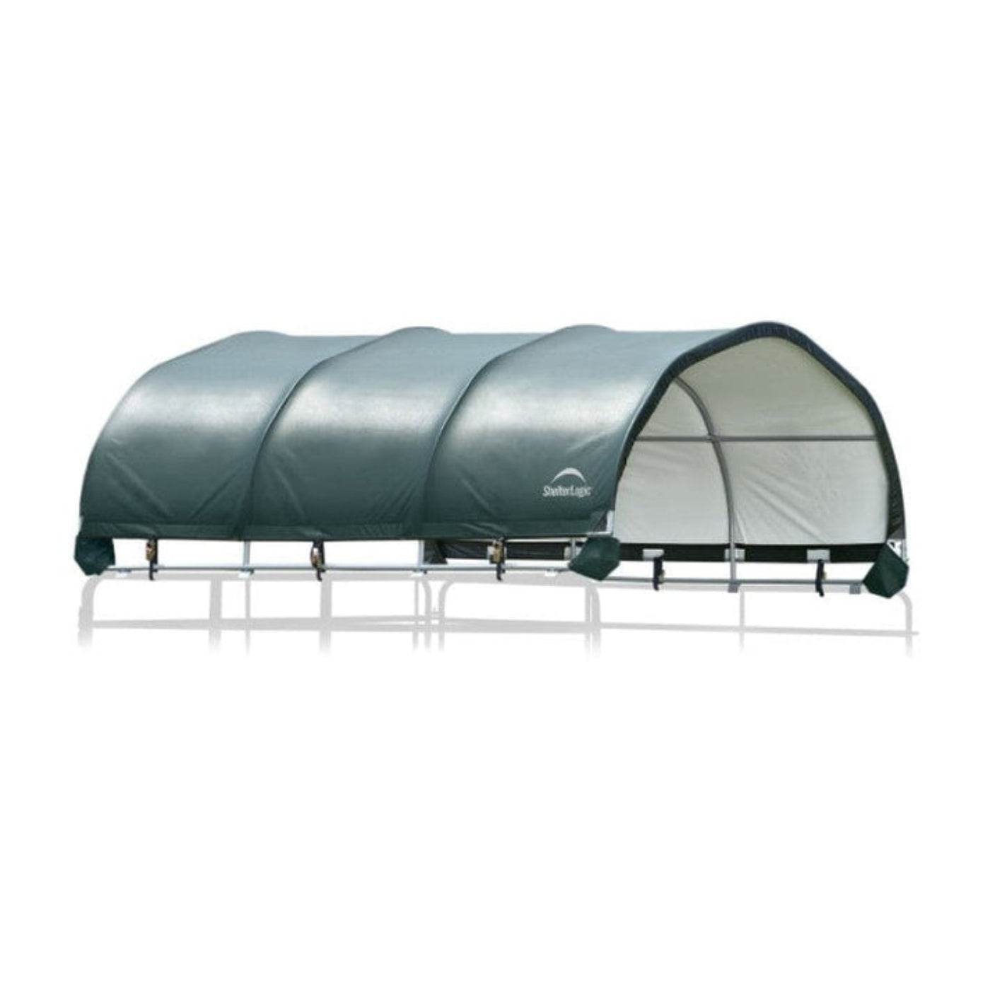 ShelterLogic Corral Shelter Livestock Shade 12' X 12' - 1 3/8" 7.5 oz. Green Cover (Corral panels not included) - 51523