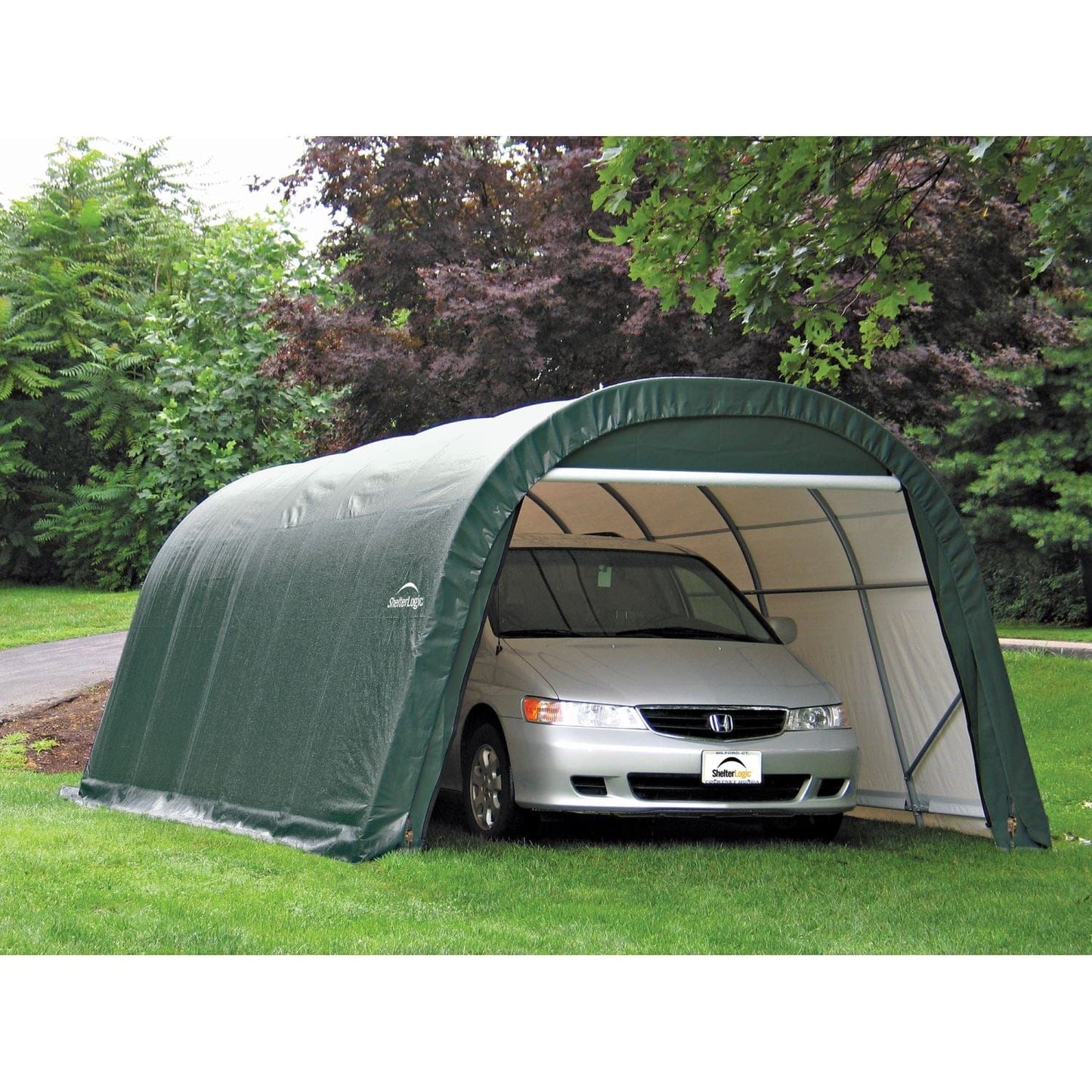 ShelterLogic ShelterCoat 12 x 24 x 8 ft. Wind and Snow Rated Garage Round Green STD - 72342