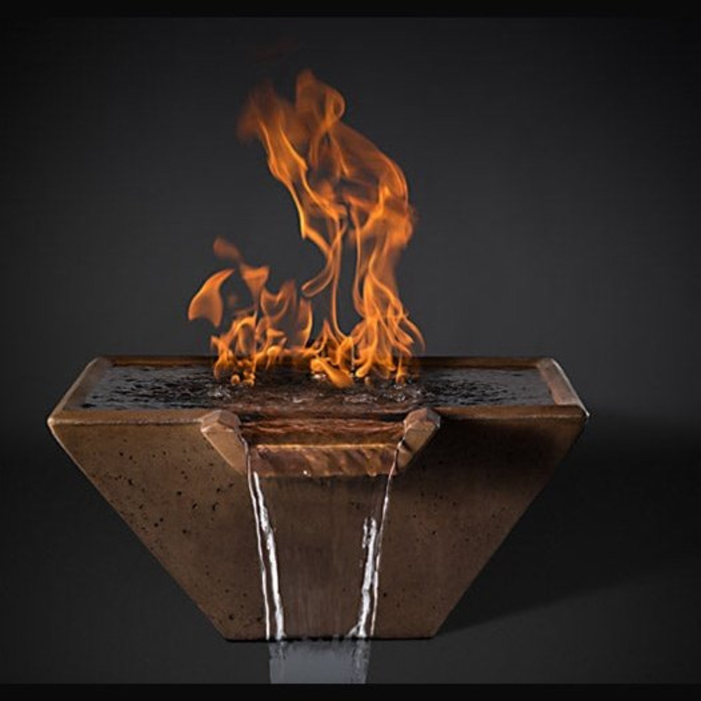Slick Rock Concrete 22” Cascade Square Fire on Glass with Match Ignition - KCC22SPSCCMNG