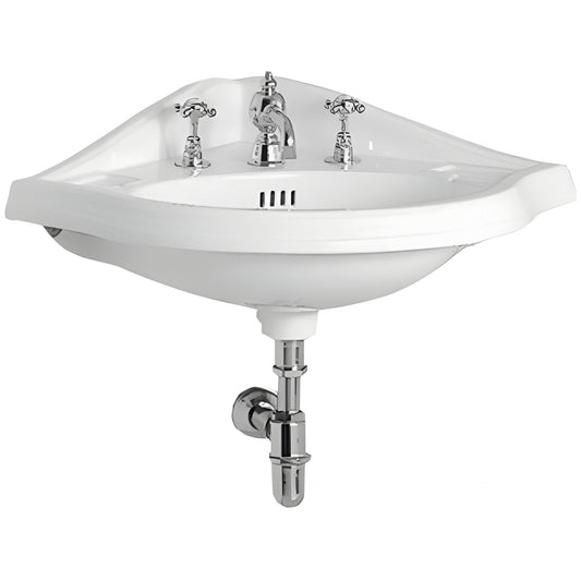 Whitehaus Corner China Wall Mount Basin with an Oval Bowl - AR884