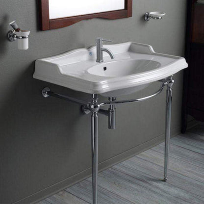 Whitehaus Britannia Large Rectangular Sink Console with Front Towel Bar - B-AR864-ARCG1