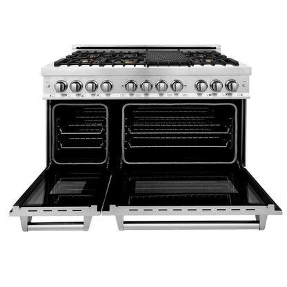 ZLINE 48 in. Professional Gas Burner, Electric Oven Range in Stainless Steel with Brass Burners, RA-BR-48